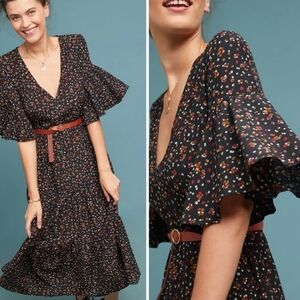 Faithfull The Brand "Melia" ditsy floral la contrie print bell sleeve midi dress